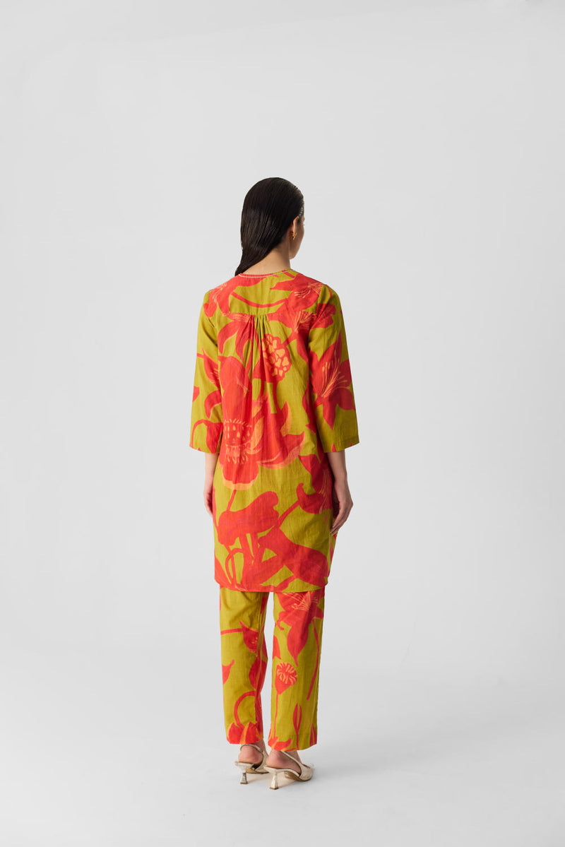 LIAN LIME COTTON KURTA SET cotton by Yam in multi color for women in Singapore