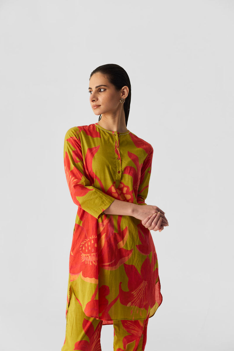 LIAN LIME COTTON KURTA SET cotton by Yam in multi color for women in Singapore