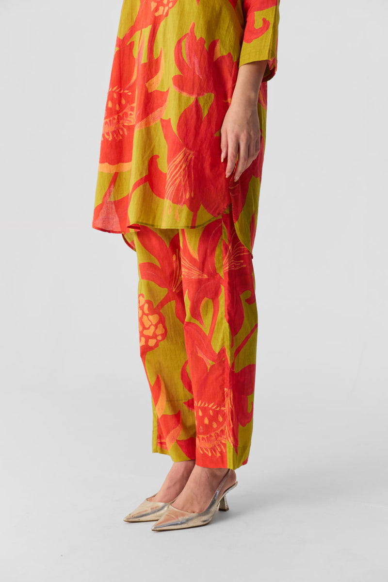 LIAN LIME COTTON KURTA SET cotton by Yam in multi color for women in Singapore