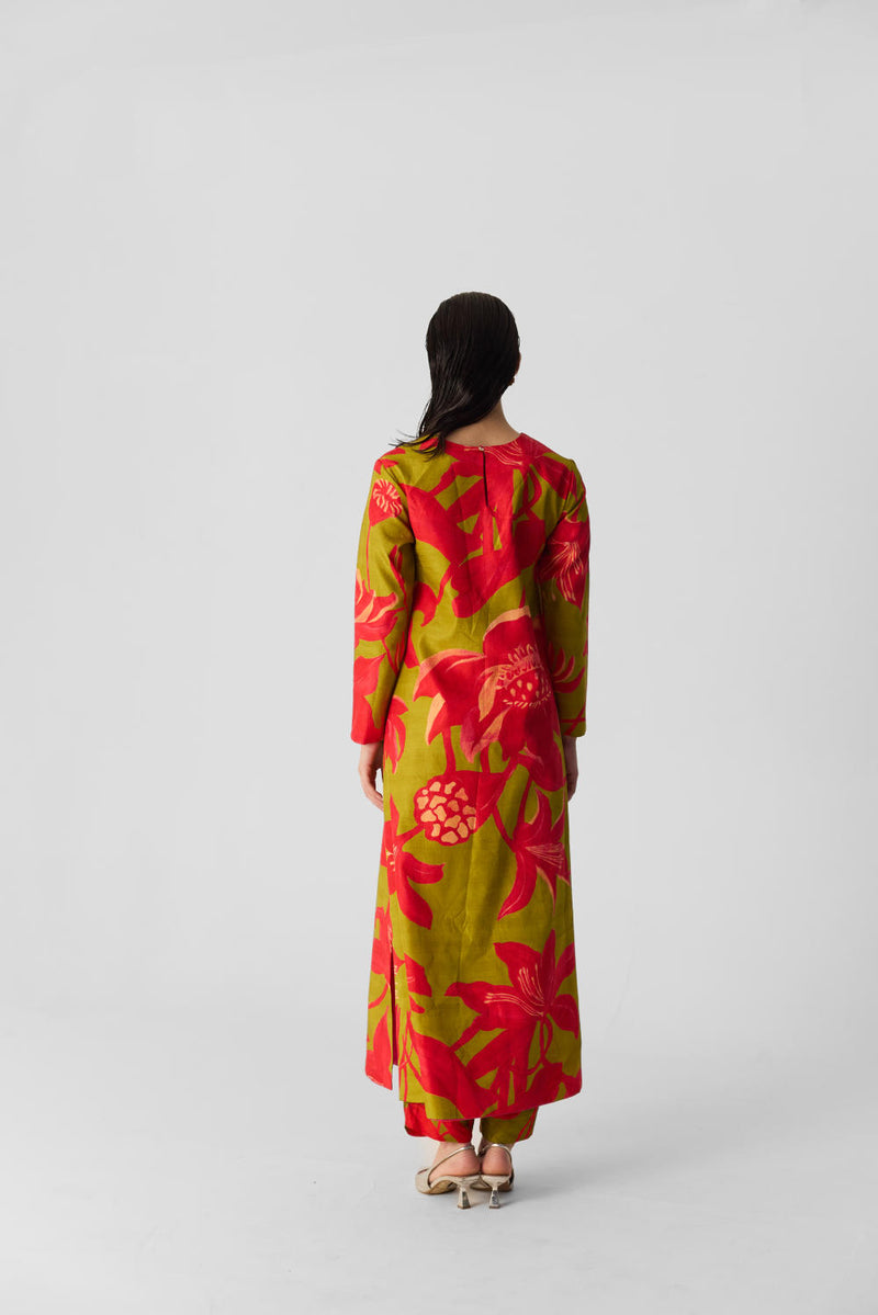 LIAN LIME LONG KURTA SET silk by Yam in multi color for women in Singapore