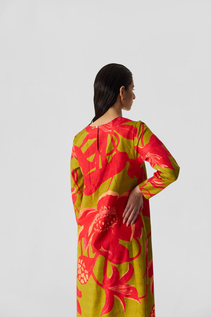 LIAN LIME LONG KURTA SET silk by Yam in multi color for women in Singapore