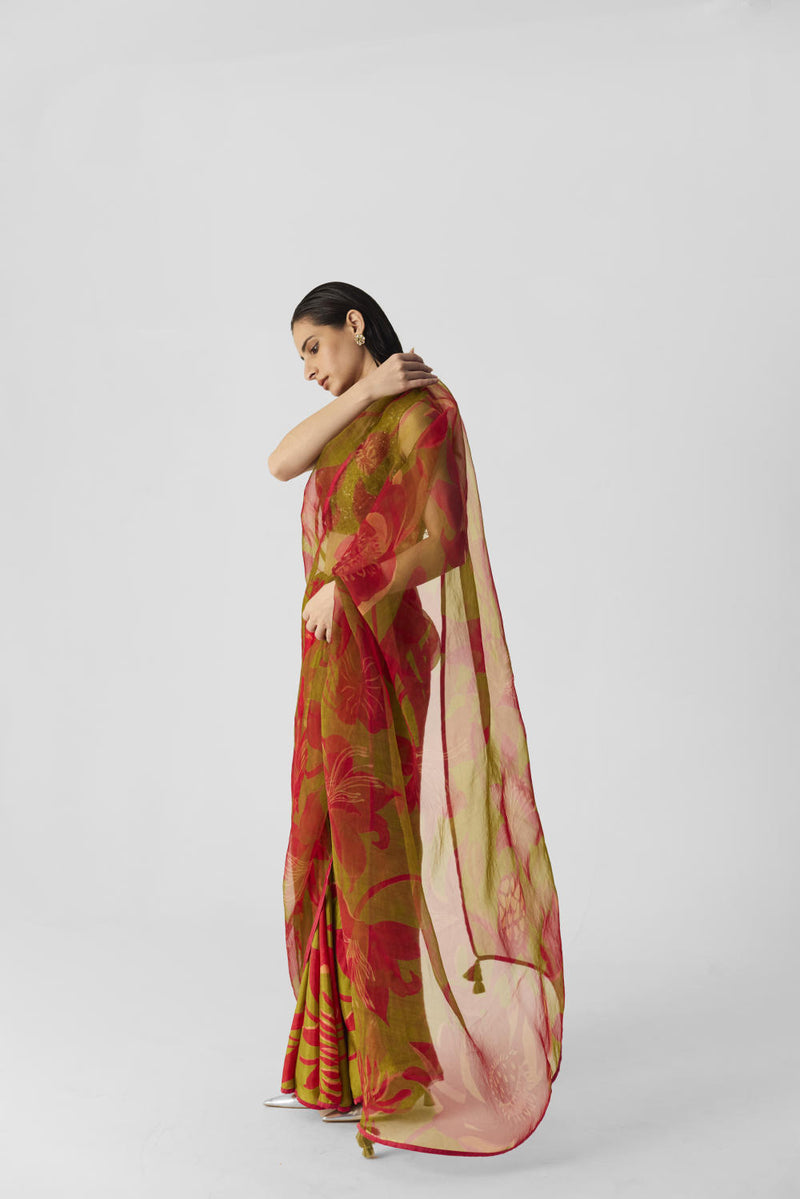 LIAN LIME SAREE organza by Yam in multi color for women in Singapore