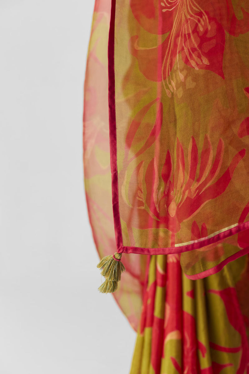 LIAN LIME SAREE organza by Yam in multi color for women in Singapore