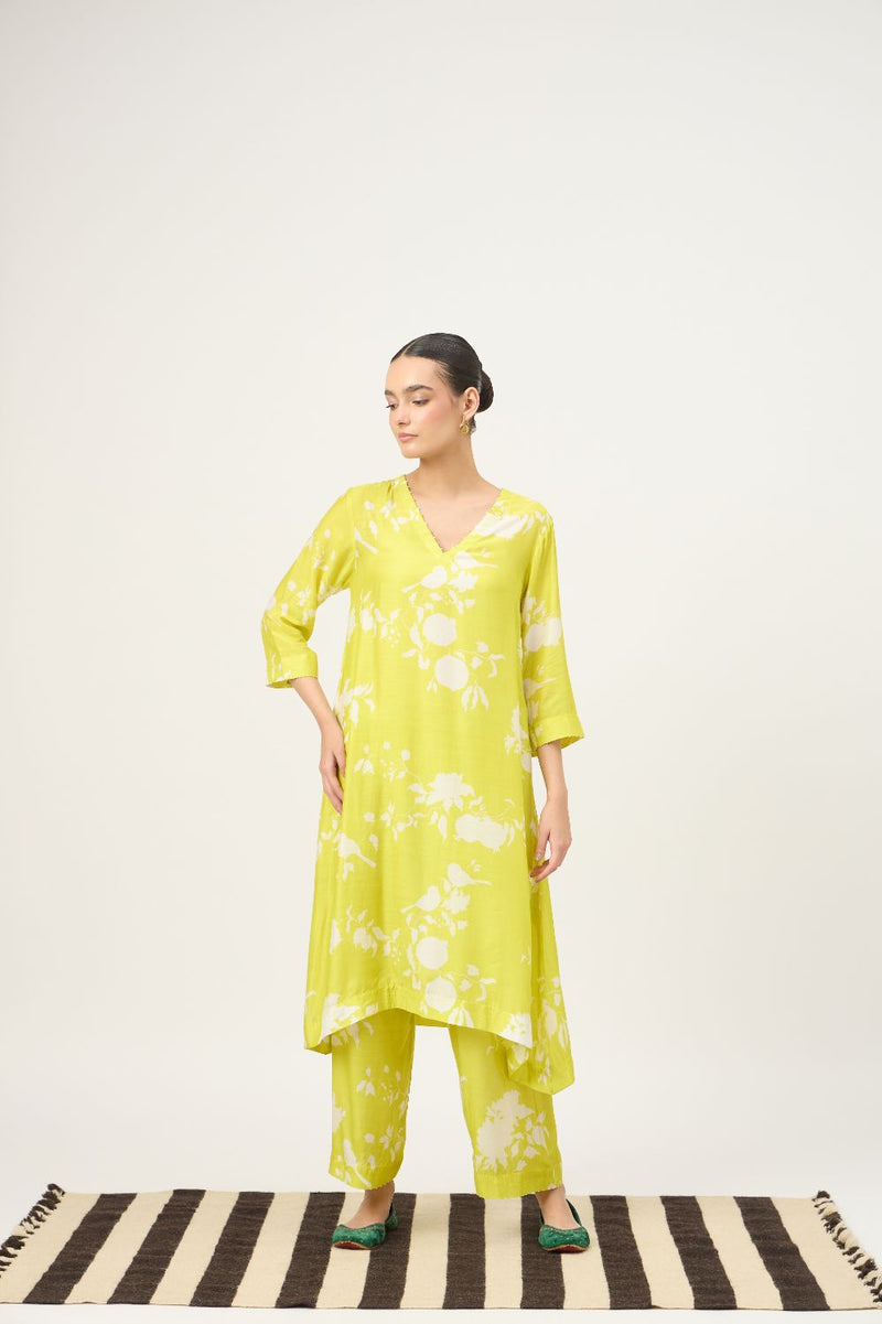 Bloome Lime Kurta Set And Chintz Organza Dupatta