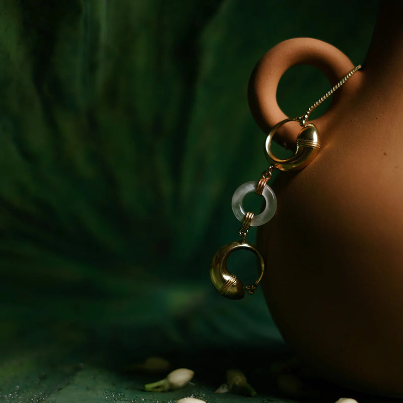 Rasä Fish Earrings brass earring by Surmeyi for women in Singapore