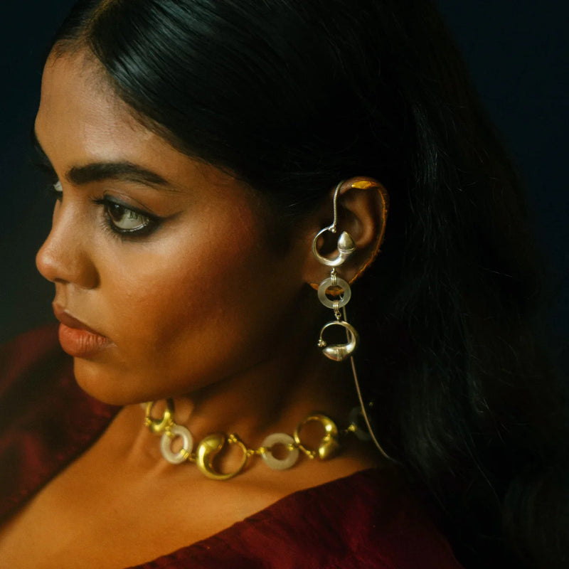 Rasä Fish Earrings brass earring by Surmeyi for women in Singapore