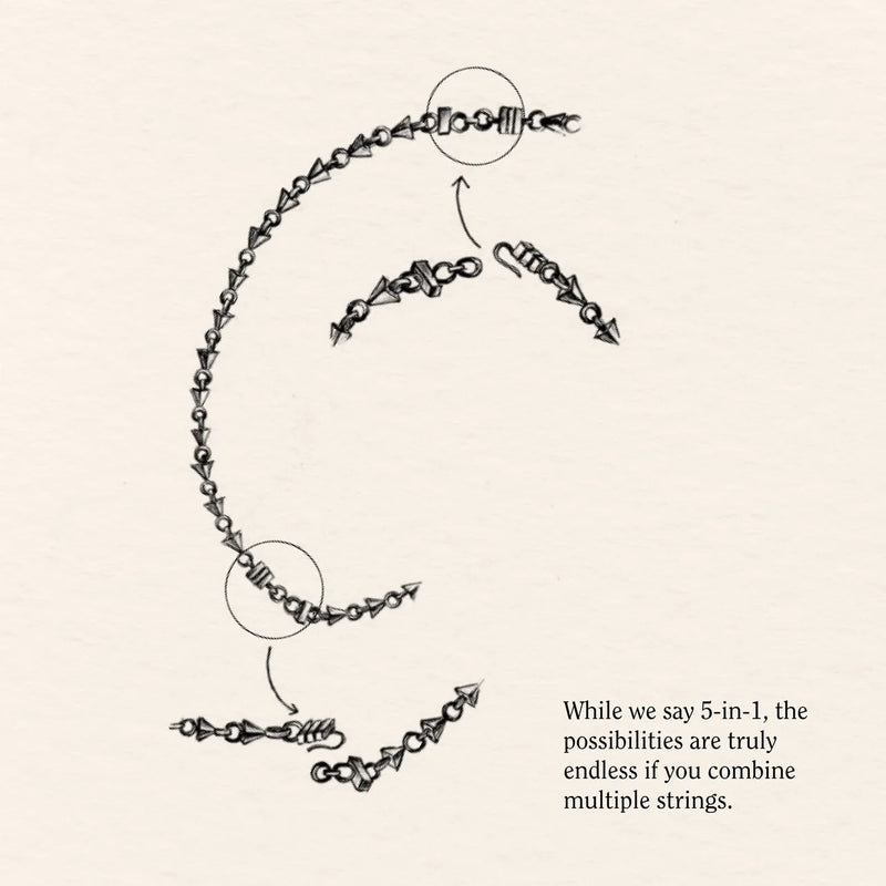 5-in-1 Love String and Studs brass neckpiece by Surmeyi for women in Singapore