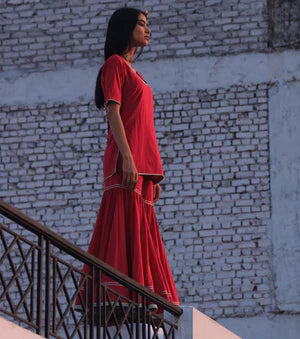 Khwaab sharara set cotton Kurta/Kurta Sets by Khara Kapas for women in Singapore