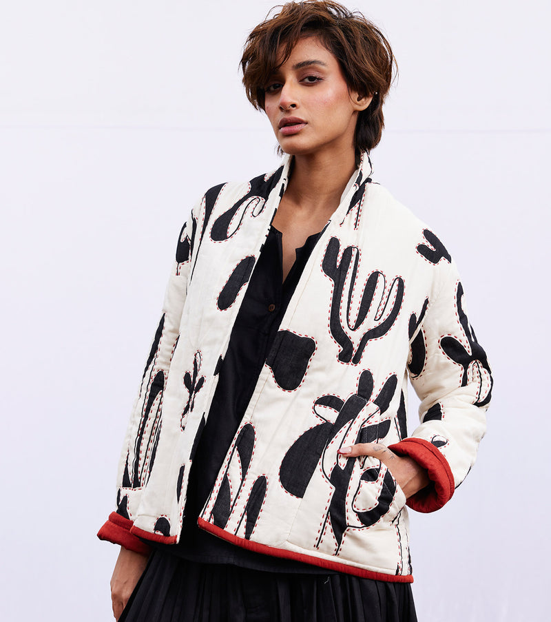 Midnight jacket cotton by Khara Kapas in white for women in Singapore