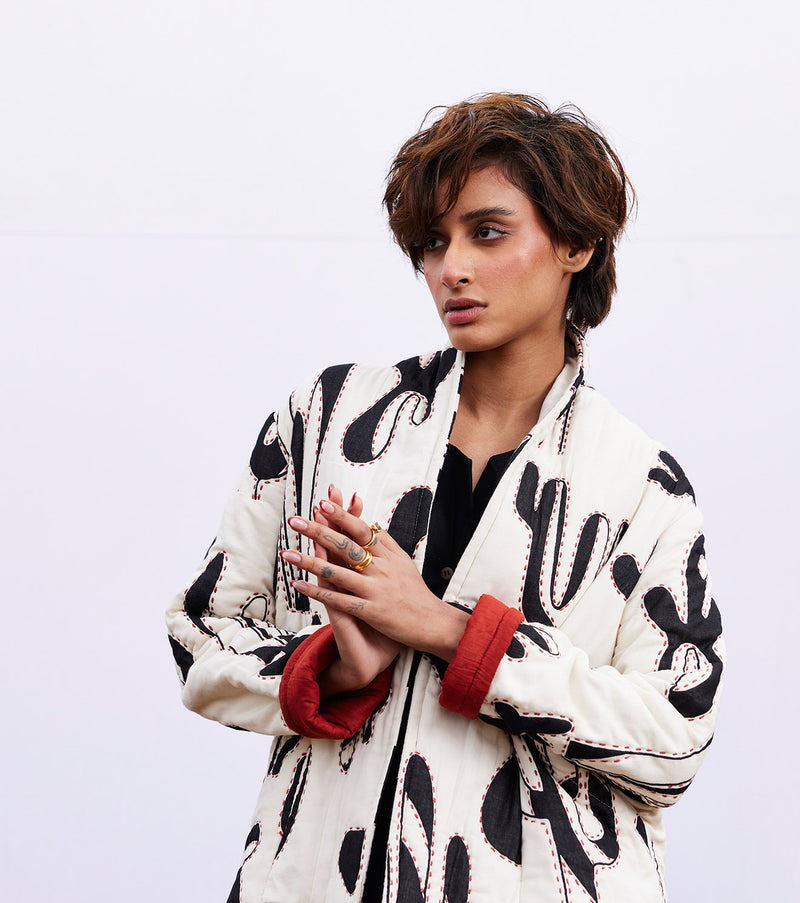 Midnight jacket cotton by Khara Kapas in white for women in Singapore