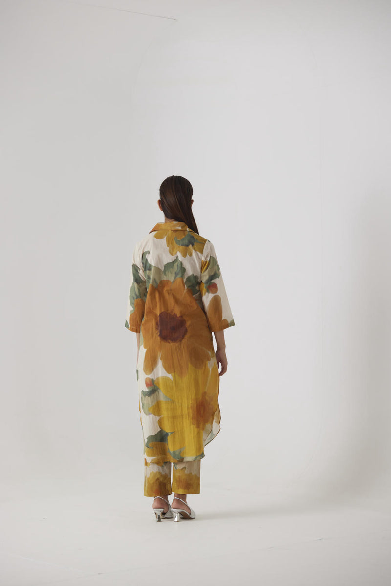 MIMOSA LONG COTTON KURTA SET cotton by Yam in yellow color for women in Singapore