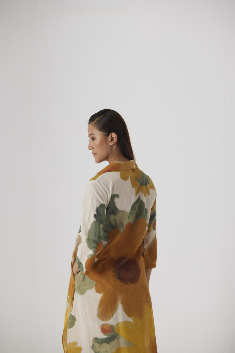 MIMOSA LONG COTTON KURTA SET cotton by Yam in yellow color for women in Singapore