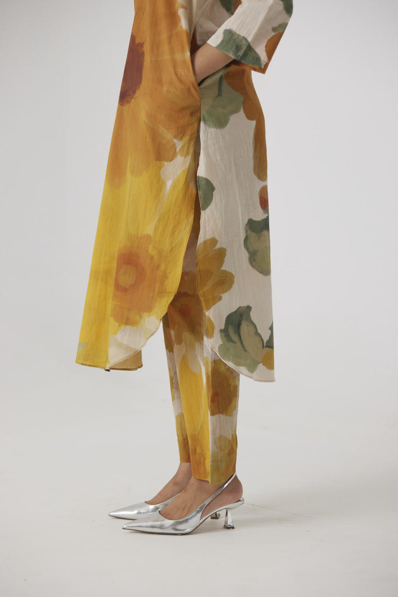 MIMOSA LONG COTTON KURTA SET cotton by Yam in yellow color for women in Singapore