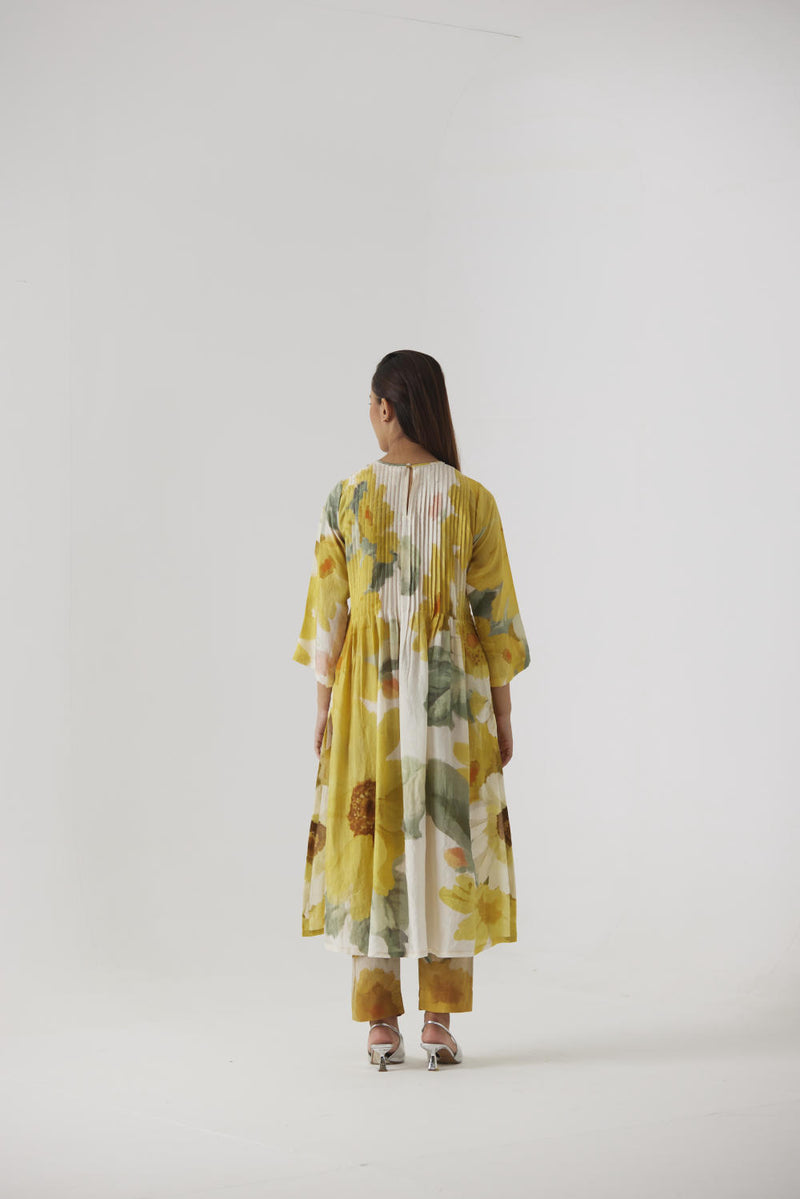 MIMOSA PINTUCKS KURTA SET silk by Yam in yellow color for women in Singapore