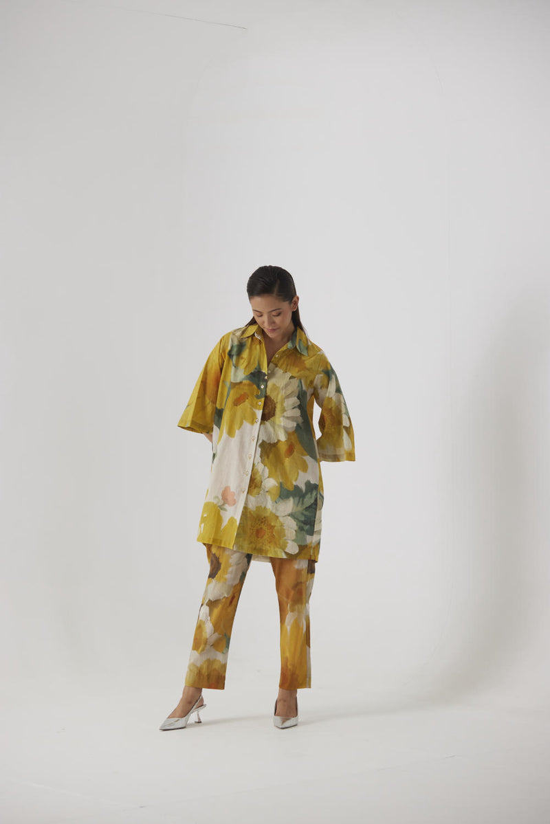 MIMOSA SHORT COTTON KURTA SET cotton by Yam in yellow color for women in Singapore