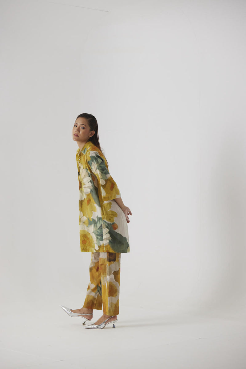 MIMOSA SHORT COTTON KURTA SET cotton by Yam in yellow color for women in Singapore