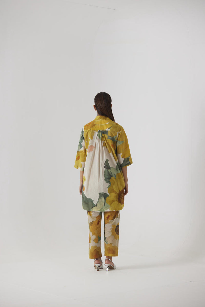 MIMOSA SHORT COTTON KURTA SET cotton by Yam in yellow color for women in Singapore