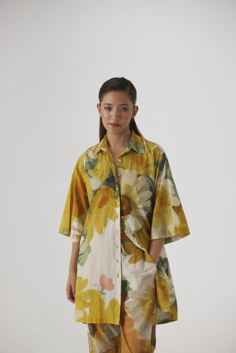 MIMOSA SHORT COTTON KURTA SET cotton by Yam in yellow color for women in Singapore