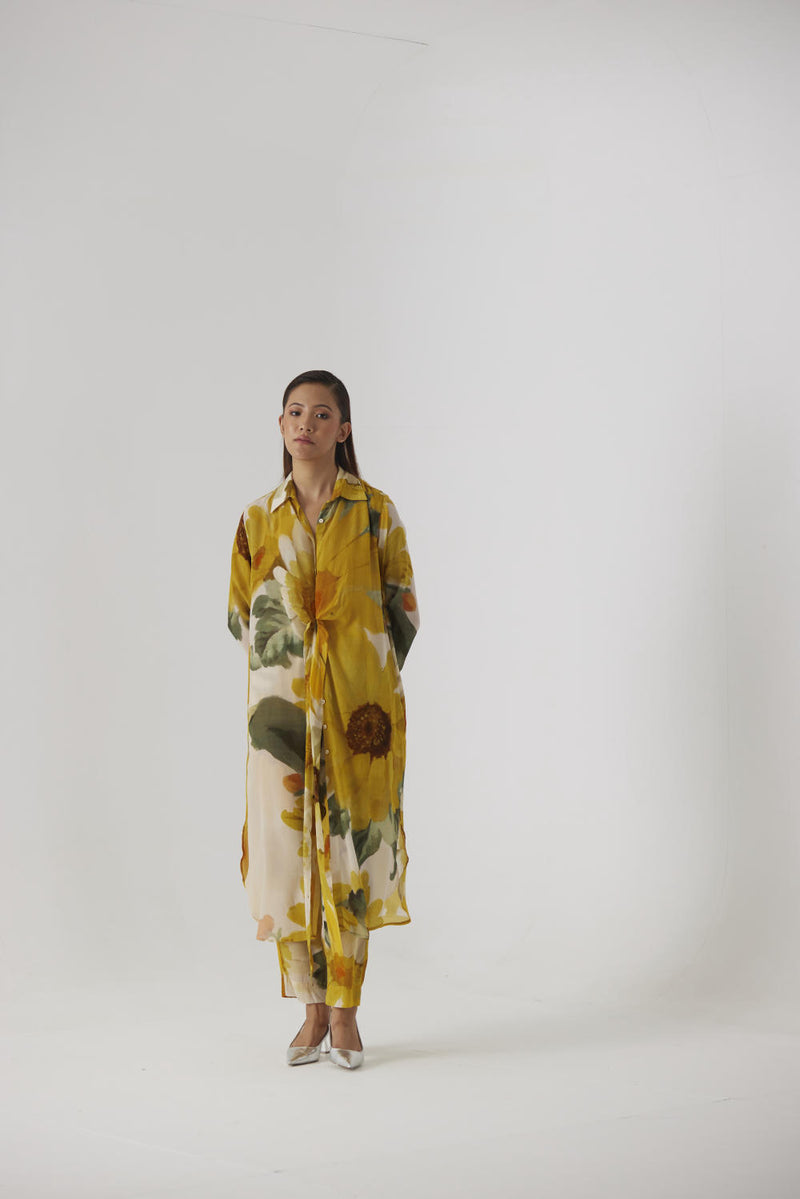 MIMOSA WRAP KURTA SET by Yam in yellow color for women in Singapore