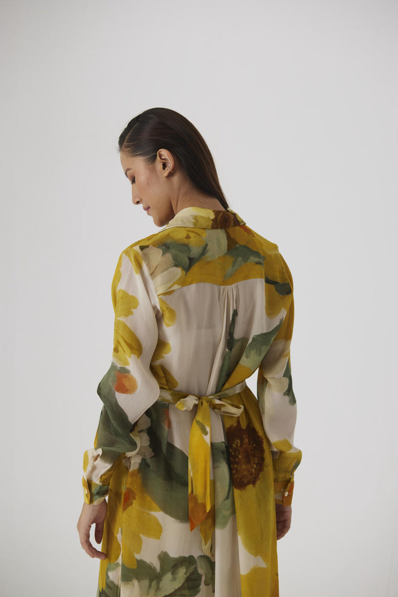 MIMOSA WRAP KURTA SET by Yam in yellow color for women in Singapore
