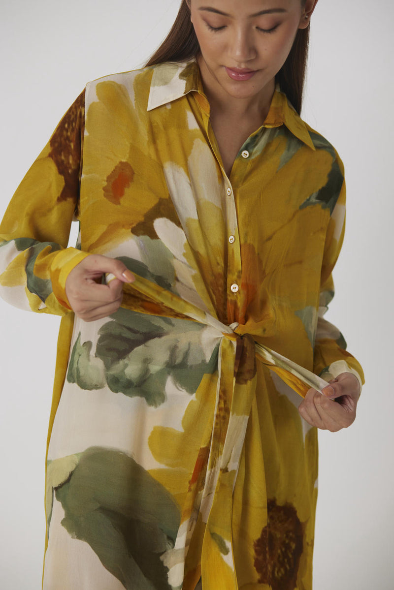 MIMOSA WRAP KURTA SET by Yam in yellow color for women in Singapore