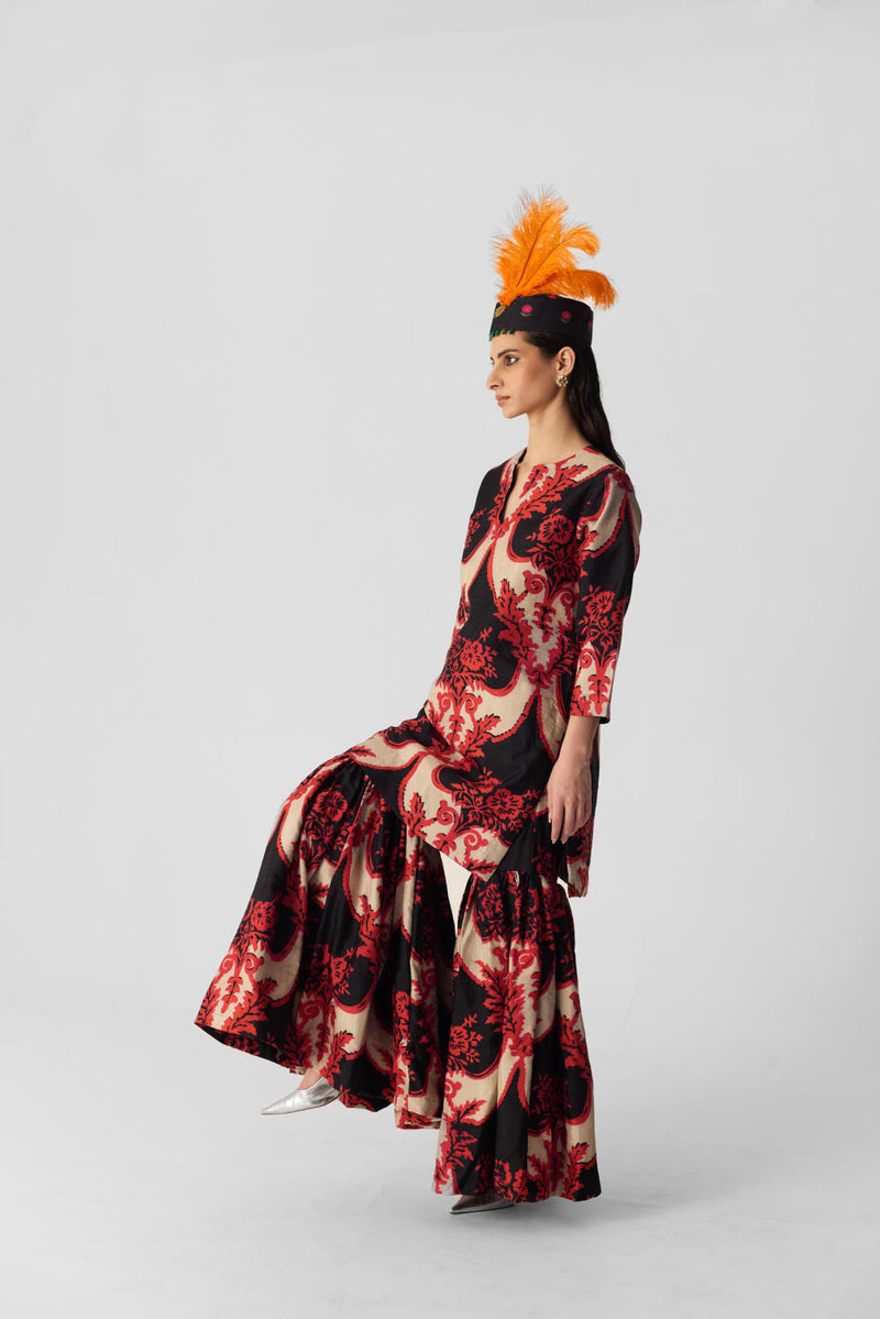 MOLI SHARARA SET silk by Yam in multi color for women in Singapore