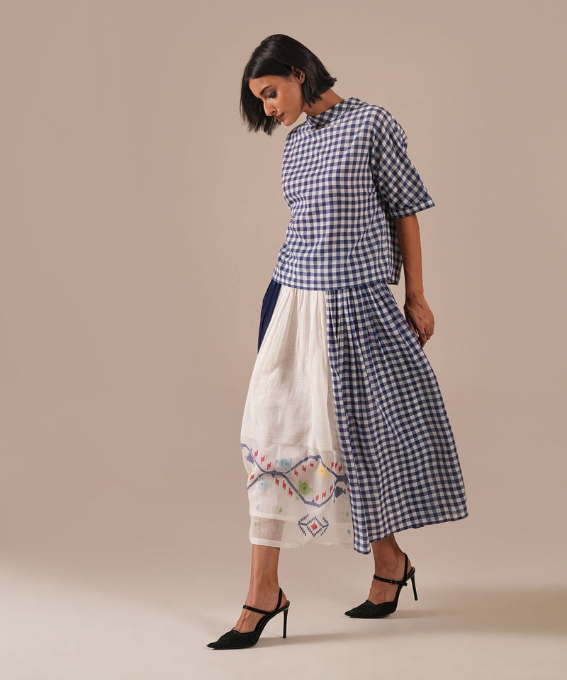 MOONLIT WAVE DRESS 100% cotton Buy MOONLIT WAVE DRESS from C&W | Dresses for Women by Indigo Dreams in blue color for women in Singapore