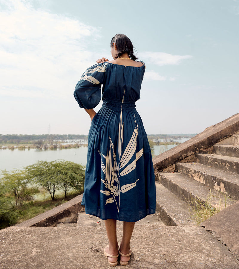 Nightingale dress cotton by Khara Kapas in blue for women in Singapore