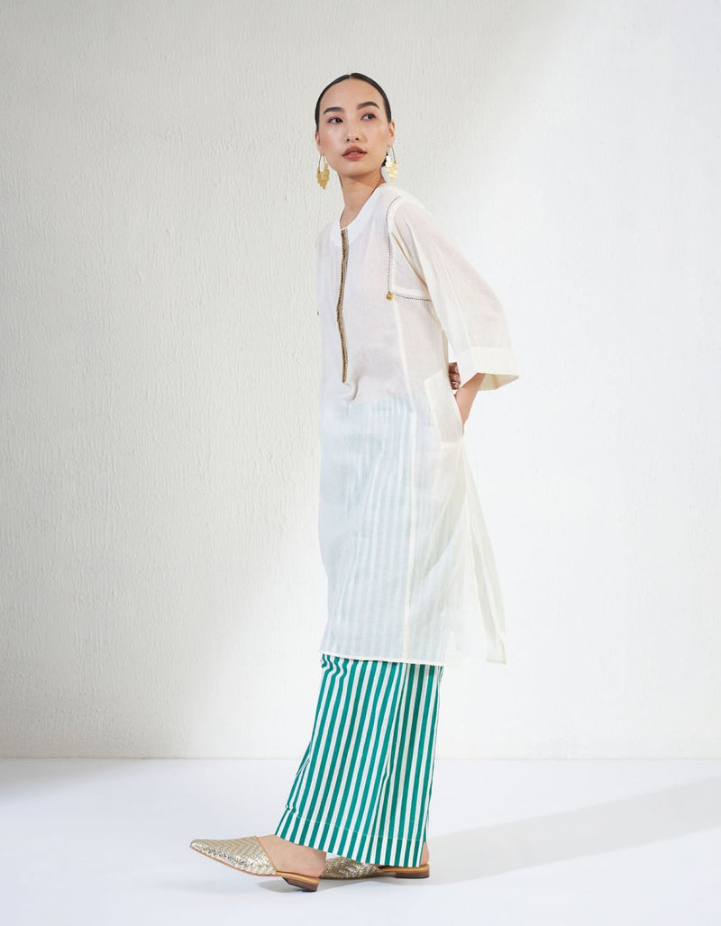 FARAH SET cotton Light Kurta Sets by Aavidi in white color for women in Singapore