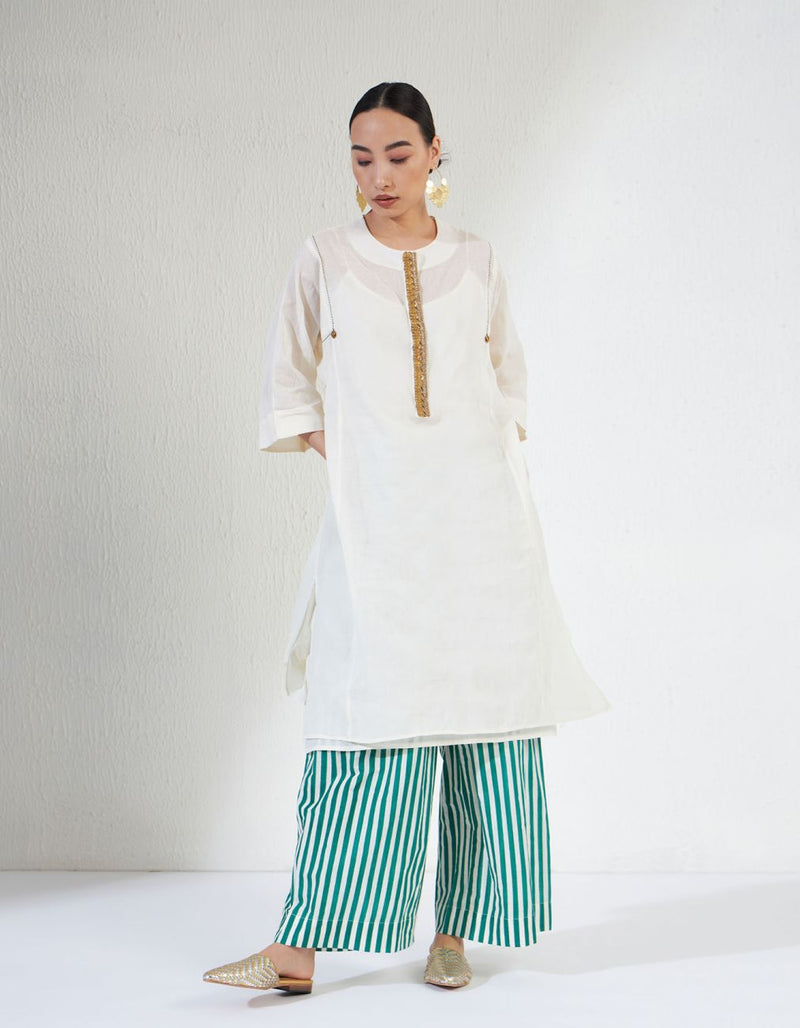 FARAH SET cotton Light Kurta Sets by Aavidi in white color for women in Singapore