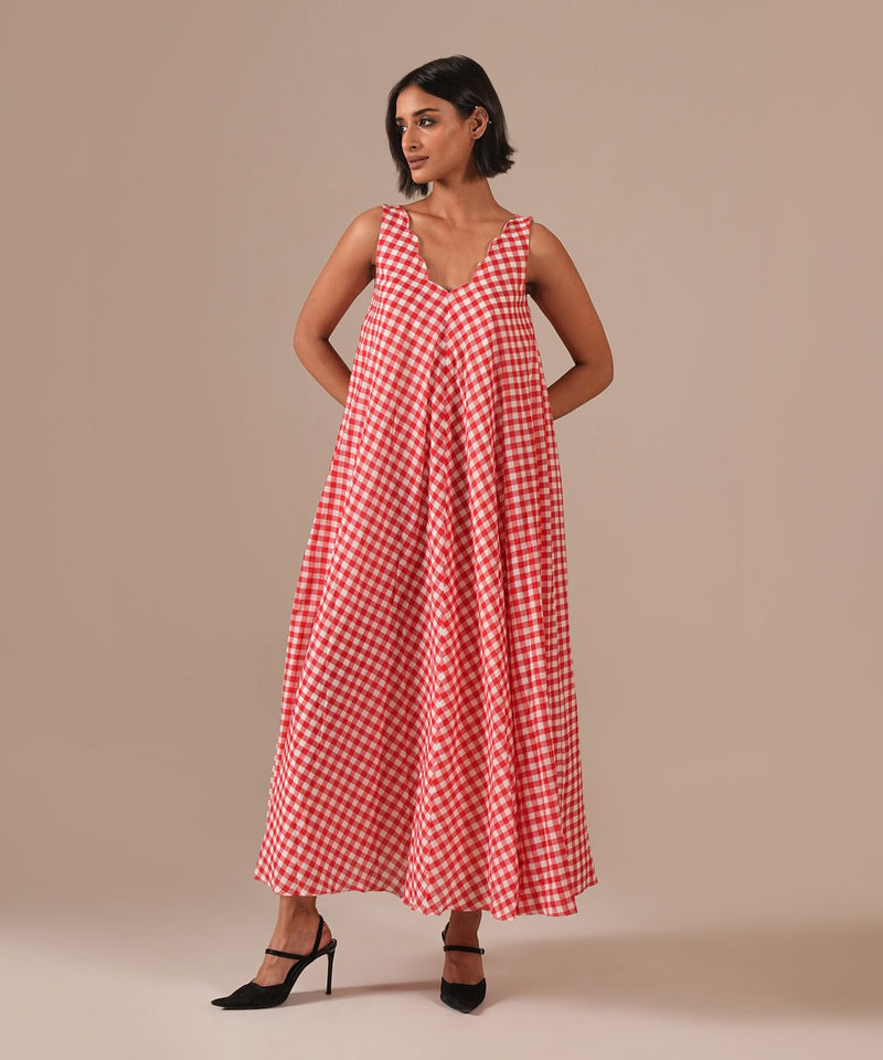 PEACH BLOSSOM DRESS 100% cotton Buy PEACH BLOSSOM DRESS from C&W | Dresses for Women by Indigo Dreams in red color for women in Singapore