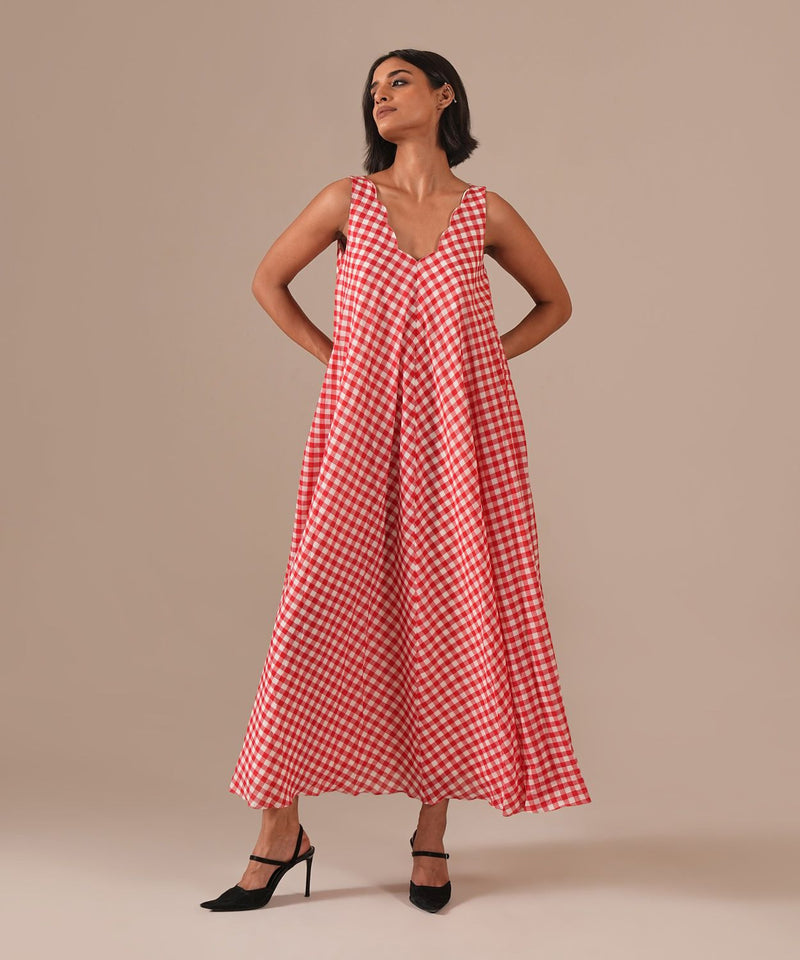 PEACH BLOSSOM DRESS 100% cotton Buy PEACH BLOSSOM DRESS from C&W | Dresses for Women by Indigo Dreams in red color for women in Singapore