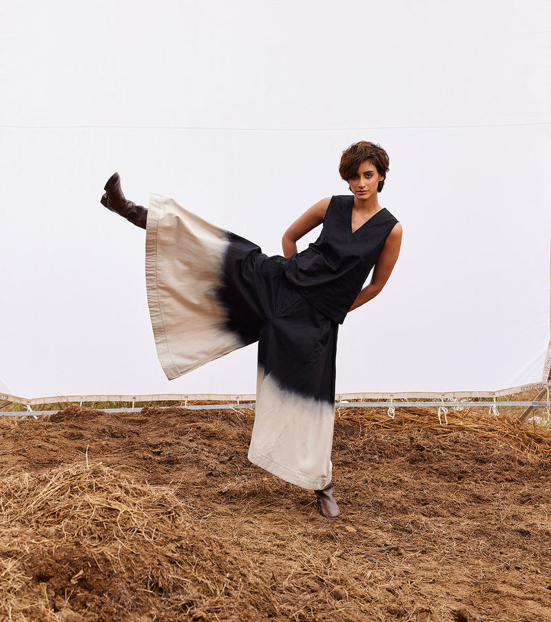 Pebble co-ord set cotton by Khara Kapas in black for women in Singapore