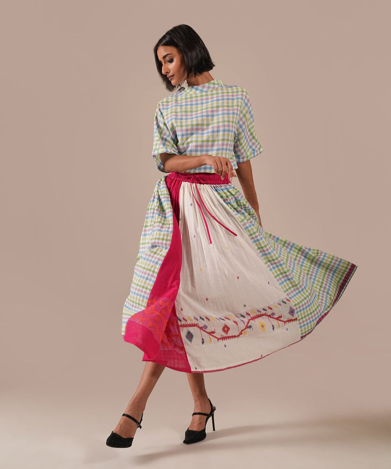 PETAL MIST DRESS 100% cotton Buy PETAL MIST DRESS from C&W | Dresses for Women by Indigo Dreams in green color for women in Singapore