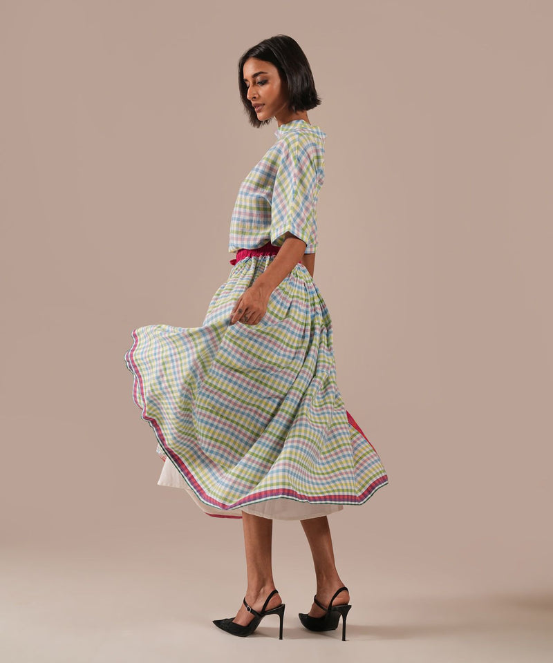 PETAL MIST DRESS 100% cotton Buy PETAL MIST DRESS from C&W | Dresses for Women by Indigo Dreams in green color for women in Singapore