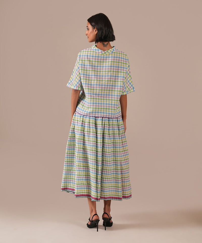 PETAL MIST DRESS 100% cotton Buy PETAL MIST DRESS from C&W | Dresses for Women by Indigo Dreams in green color for women in Singapore