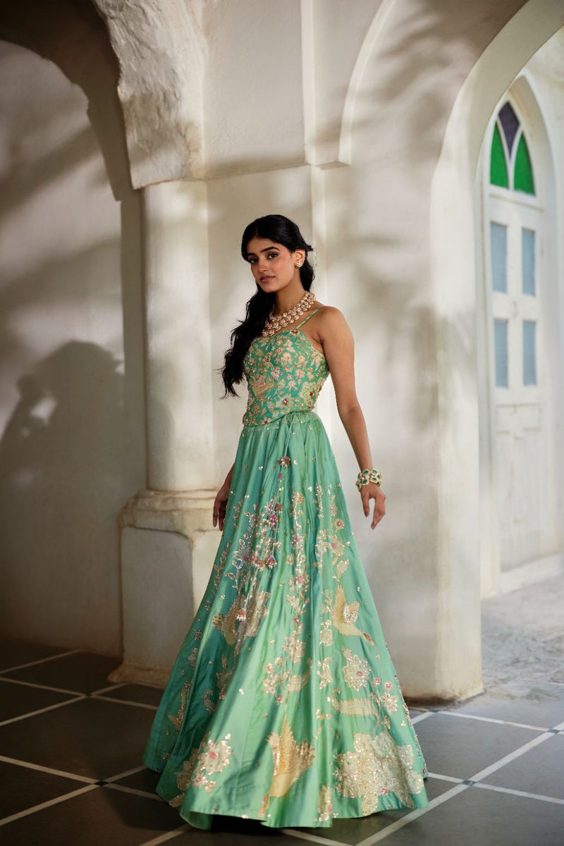 PH-2819 Heli Lehenga Set by Paulmi & Harsh in blue color for women in Singapore