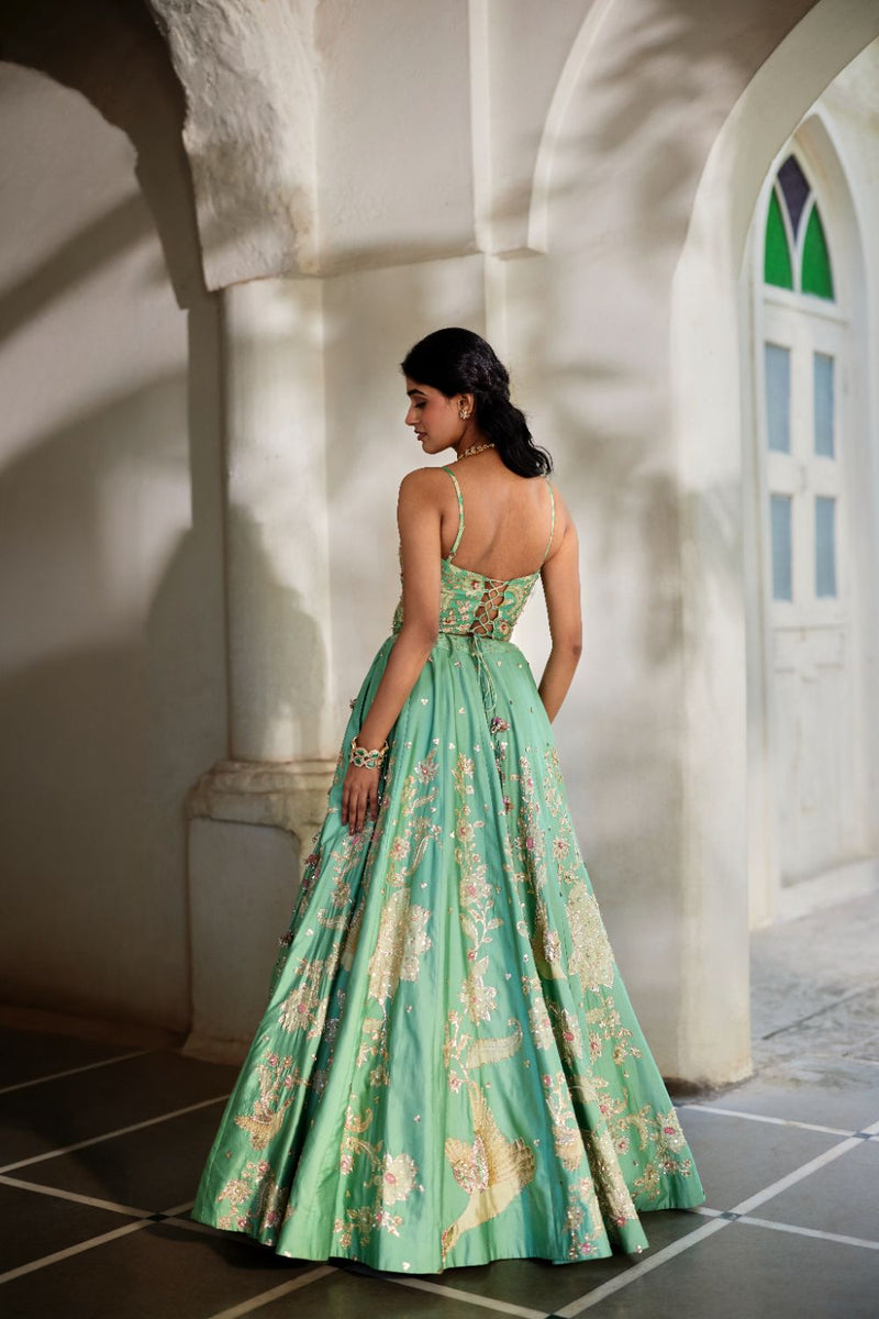 PH-2819 Heli Lehenga Set by Paulmi & Harsh in blue color for women in Singapore