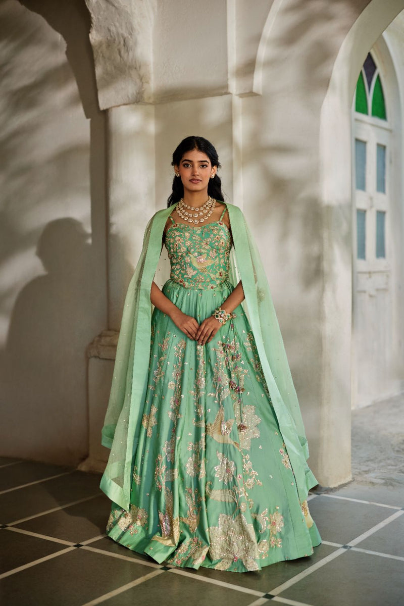 PH-2819 Heli Lehenga Set by Paulmi & Harsh in blue color for women in Singapore