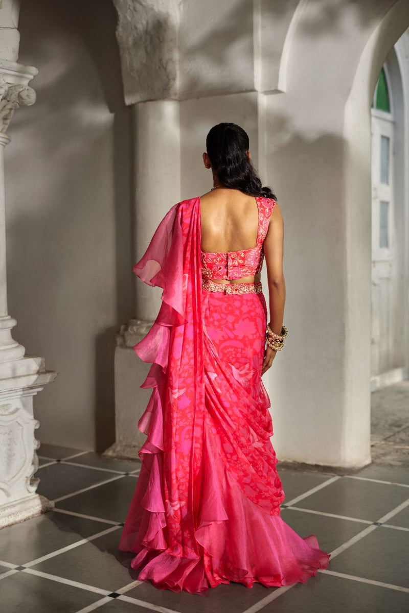 PH-2823 Soli Saree Set by Paulmi & Harsh in pink color for women in Singapore