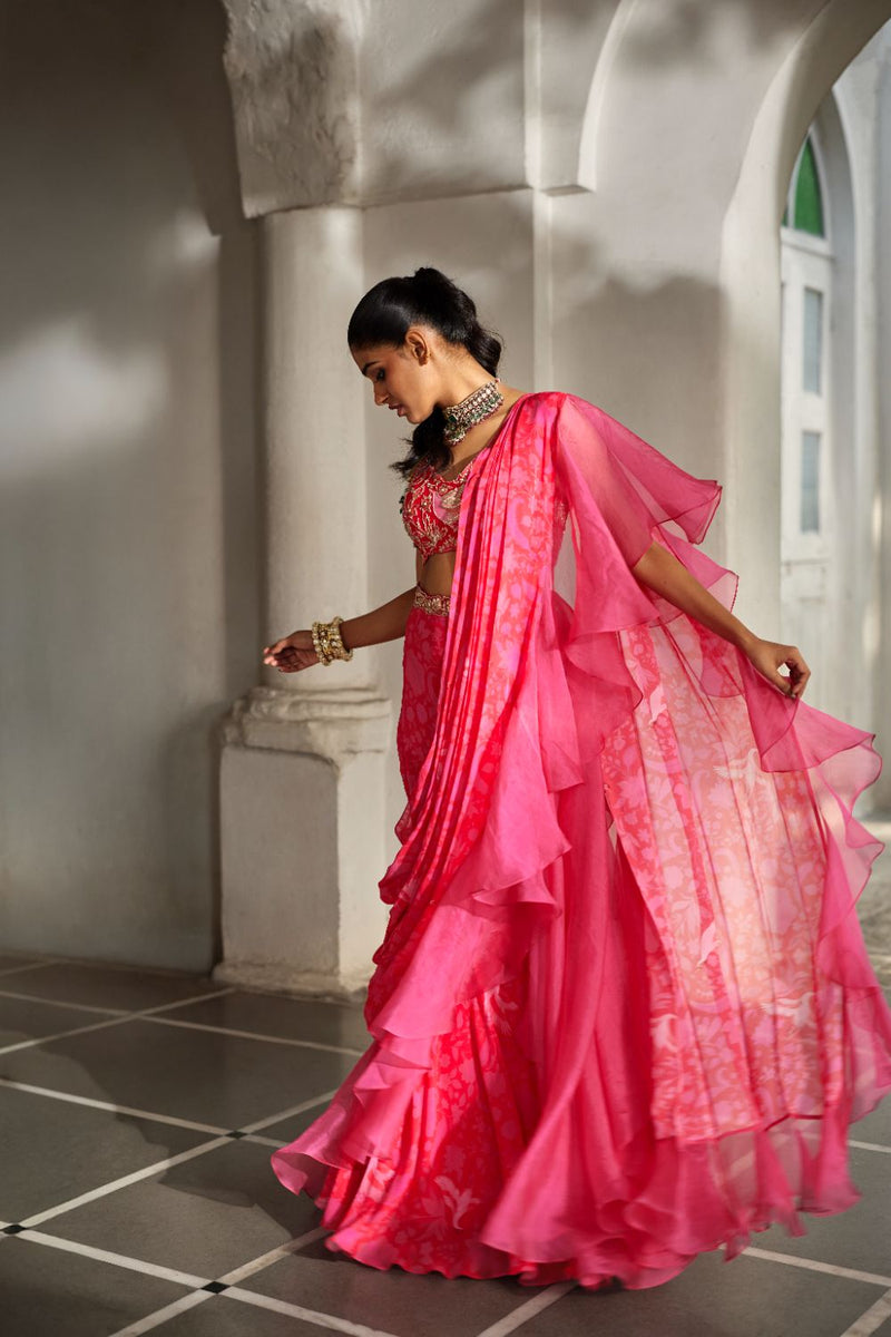 PH-2823 Soli Saree Set by Paulmi & Harsh in pink color for women in Singapore