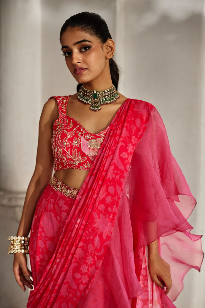 PH-2823 Soli Saree Set by Paulmi & Harsh in pink color for women in Singapore