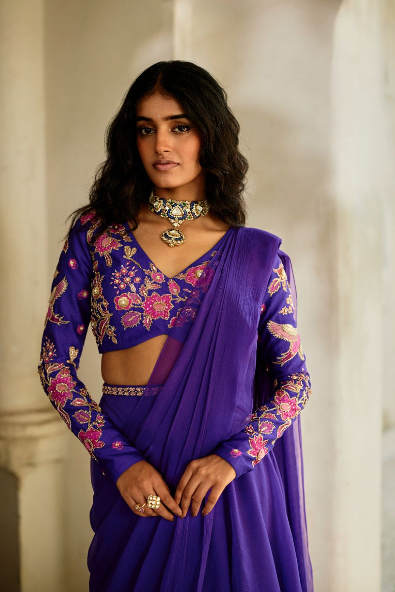 PH-2833 Lithi Saree Set chiffon by Paulmi & Harsh for women in Singapore