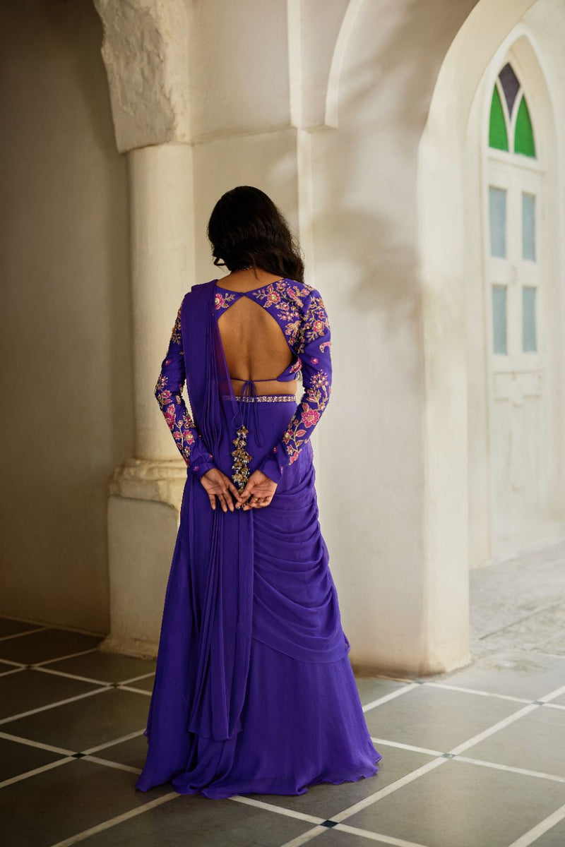 PH-2833 Lithi Saree Set chiffon by Paulmi & Harsh for women in Singapore