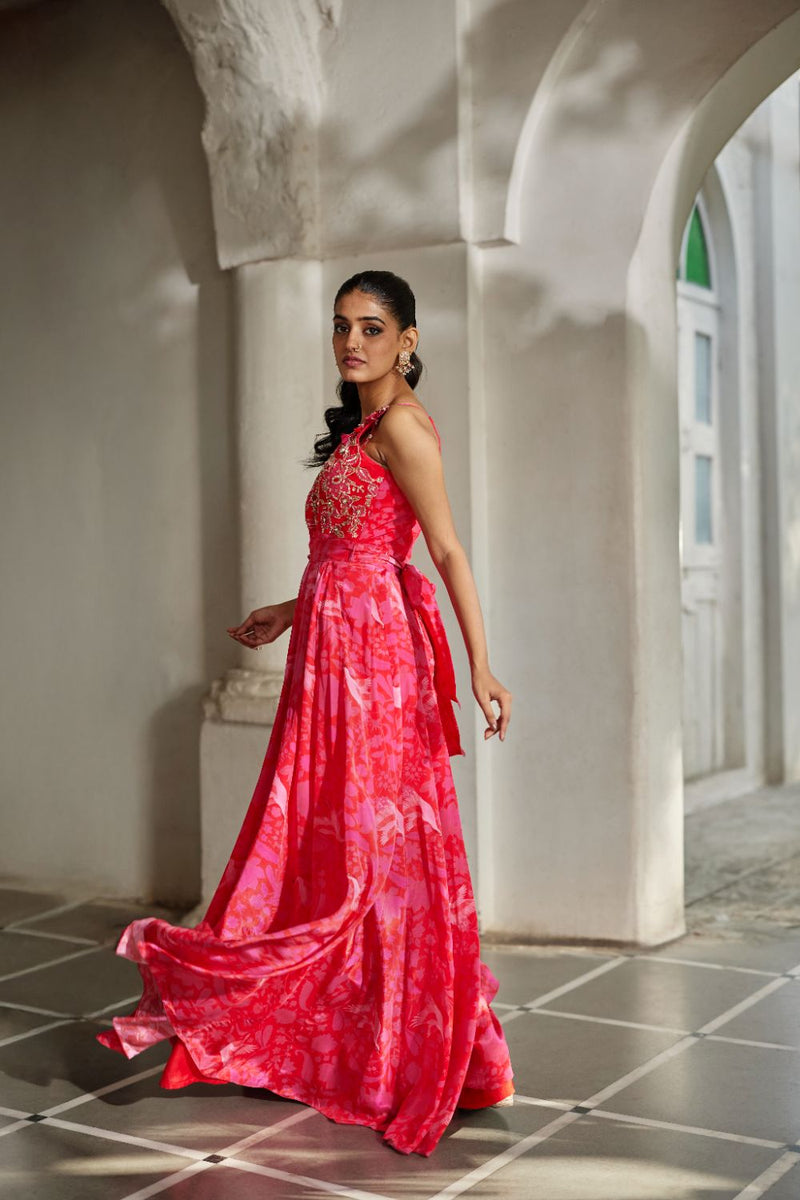 PH-2847 Ira Jumpsuit by Paulmi & Harsh in pink color for women in Singapore