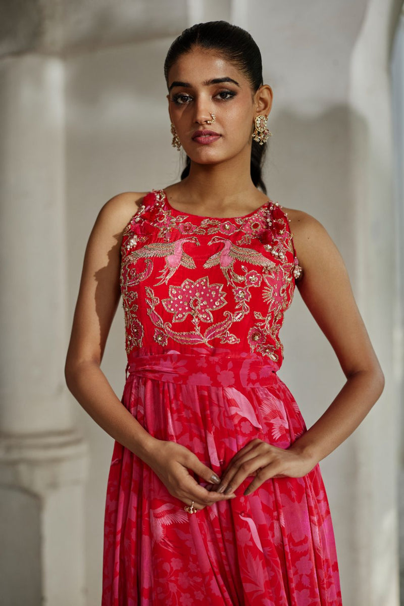 PH-2847 Ira Jumpsuit by Paulmi & Harsh in pink color for women in Singapore