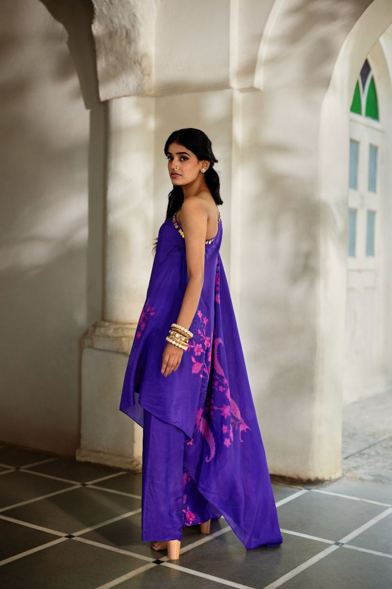 PH-2857 Calla Dress Set – Grape organza by Paulmi & Harsh for women in Singapore