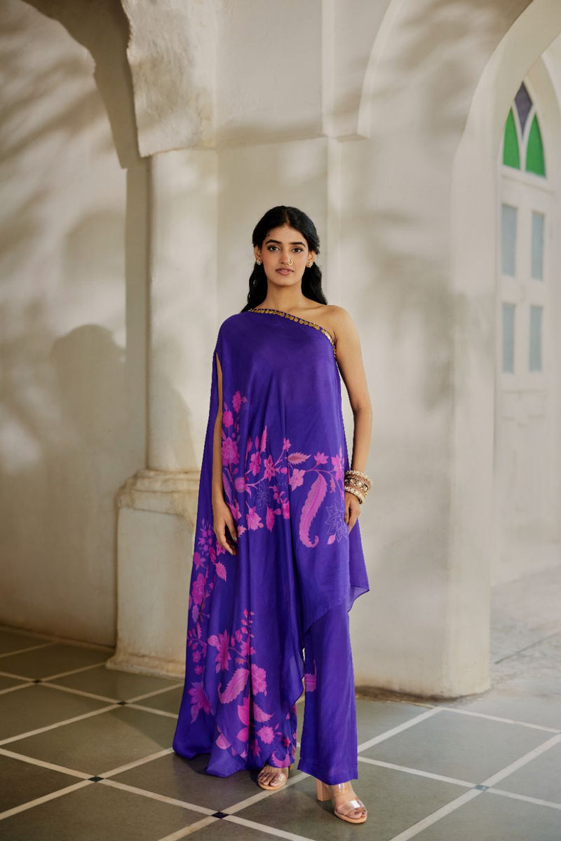 PH-2857 Calla Dress Set – Grape organza by Paulmi & Harsh for women in Singapore