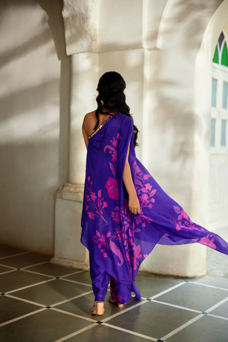 PH-2857 Calla Dress Set – Grape organza by Paulmi & Harsh for women in Singapore