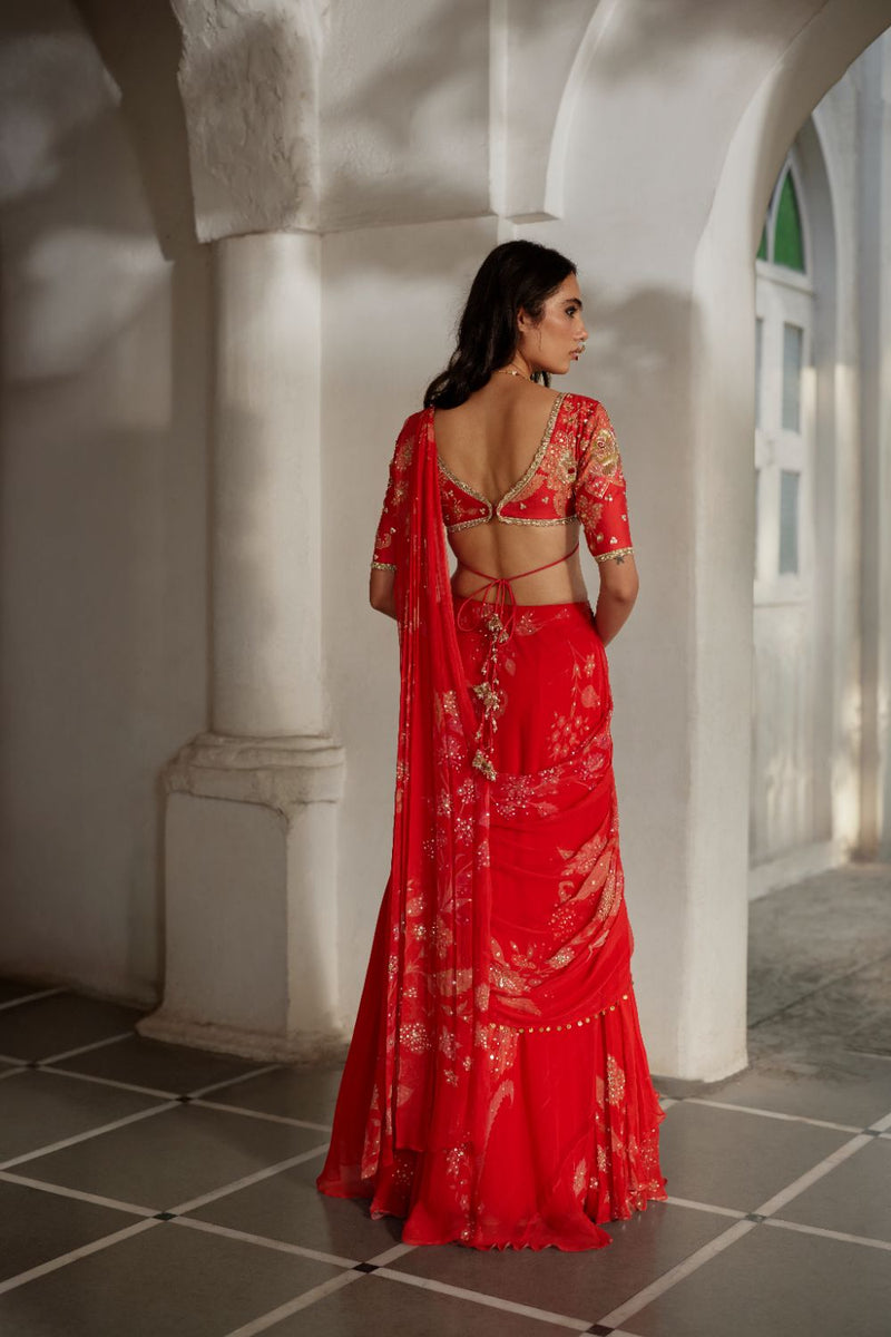 PH-2869 Lia Saree Set by Paulmi & Harsh in red color for women in Singapore